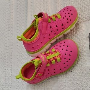 GIRLS STRIDE RITE MADE2PLAY TODDLER PHIBIAN SHOE SIZE 9 PINK& GREEN